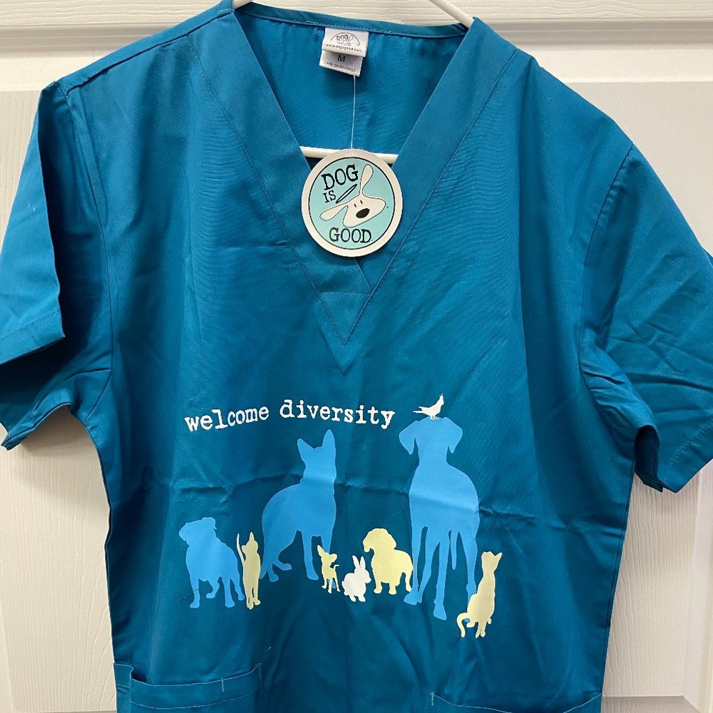 NWT Unisex Scrub, Dog is Good, Diversity